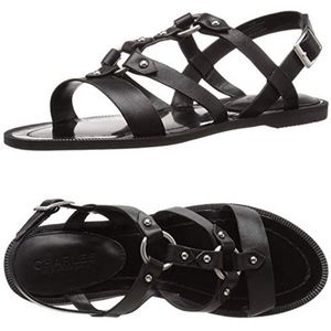 Charles David Black Anna Flat Slingback Sandal W6